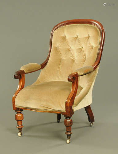 A Victorian mahogany armchair,