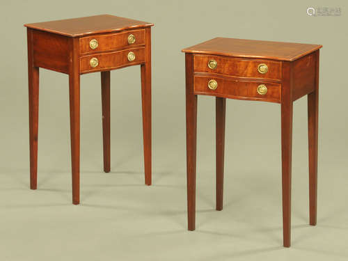 A pair of George III style mahogany serpentine fronted two d...