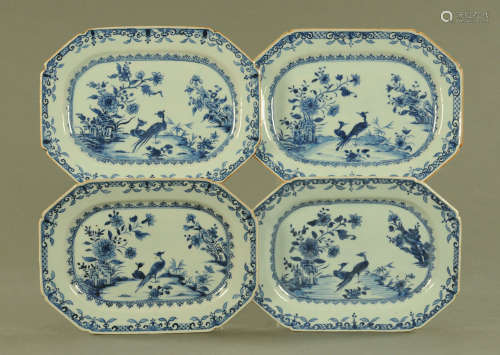 A set of four 18th century Chinese export ware rectangular d...