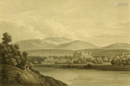 After Joseph Farrington, an engraving of a castle with lake ...