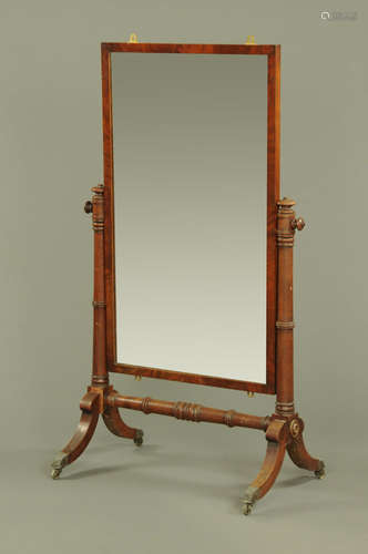 A 19th century mahogany cheval mirror,