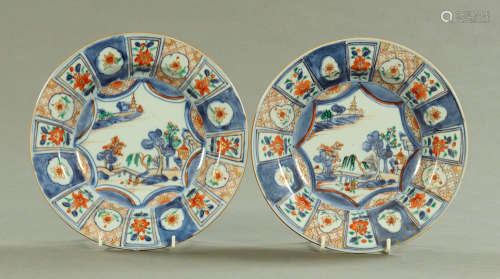 A pair of late 18th/early 19th century Chinese polychrome di...