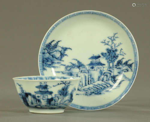 Nanking Cargo, a blue and white landscape pattern tea bowl a...