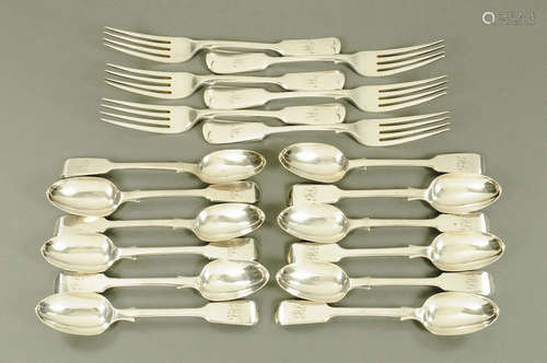 Six silver dessert forks, by John Round and Son Limited, 189...