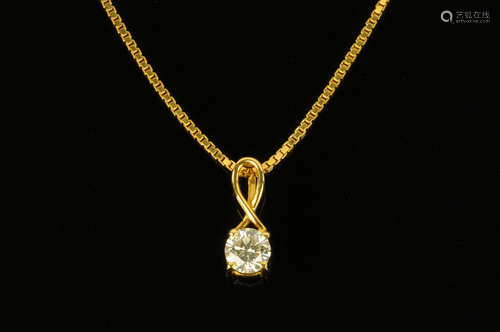 A 9 ct gold and white spinel pendant and chain.