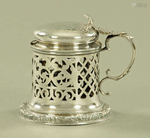 A Victorian silver preserve pot cover, Henry Manton 1855, 16...