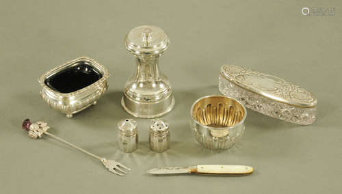 A collection of miscellaneous silver condiments, including F...