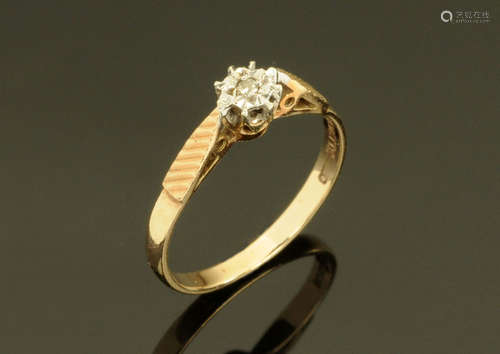 A 9 ct gold diamond solitaire ring, Size L.