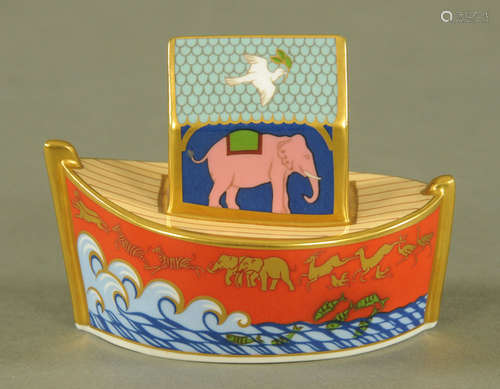 A Royal Crown Derby Noah's Ark paperweight. Length 10.5 cm.