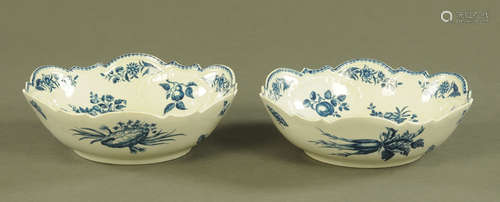 A pair of first period Worcester relief moulded salad bowls,