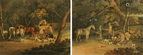 A pair of hunting prints, each well mounted and in gilt fram...