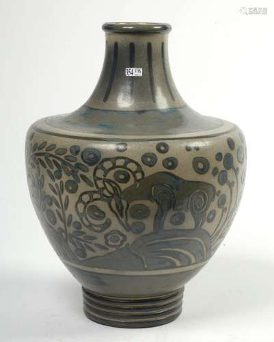 Grand vase pansu en céramique de Primavera à décor d'