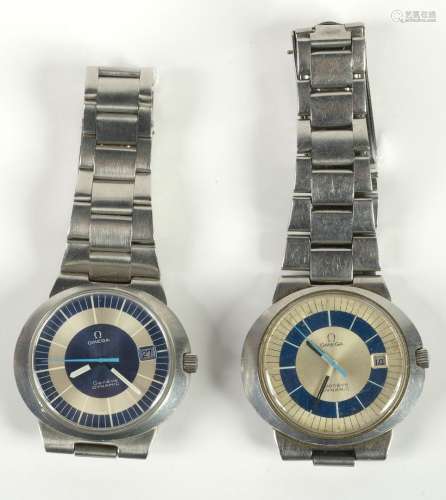 Deux montres homme en complet acier de marque Oméga. Modèle ...