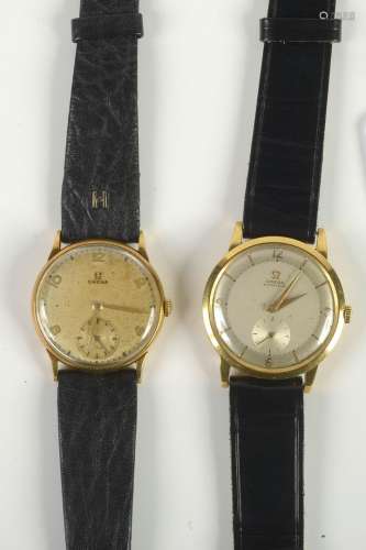 Deux montres de marque Oméga en or jaune 18 carats. Mouvemen...