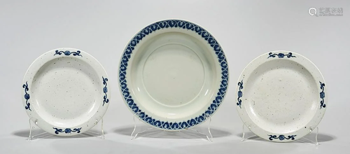 Three Chinese Blue and White Porcelain Chargers