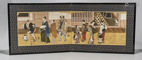 17th/18th C. Japanese Two-Panel Screen