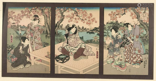 Japanese Woodblock Print Triptych