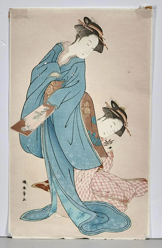 Two Japanese Woodblock Prints by Katsukawa Shunsho and