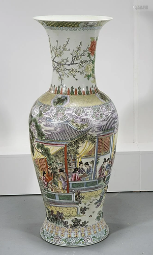 Large Chinese Enameled Porcelain Floor Vase