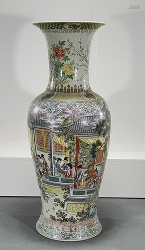 Large Chinese Enameled Porcelain Floor Vase