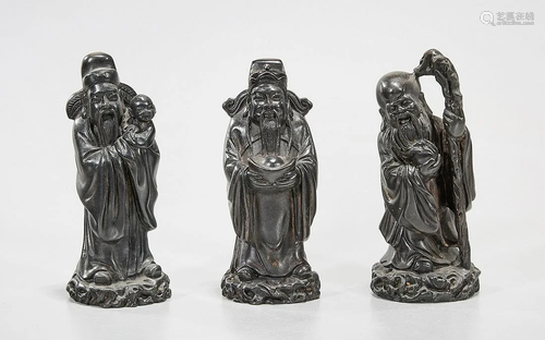 Group of Three Chinese Metal Star God Figures