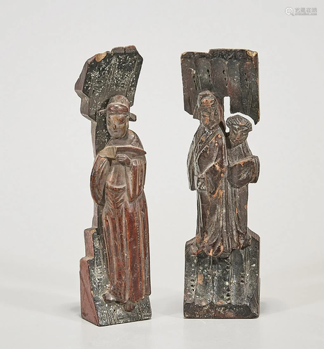 Two Chinese Carved Wood Figures