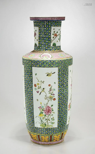 Tall Chinese Enameled Porcelain Kangxi-Style Vase