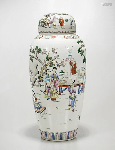 Chinese Enameled Porcelain Covered Vase