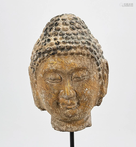 Chinese Carved Stone Buddha Head