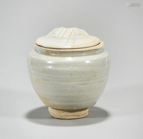 Chinese White Glazed Covered Jar