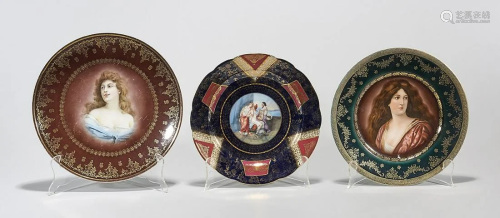 Group of Three European Painted Porcelain Plates