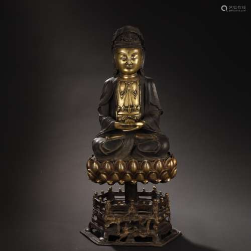 MING DYNASTY GILT-BRONZE BUDDHA STATUE