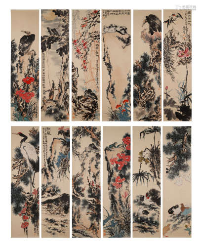 PAN TIANSHOU,A SET OF CHINESE PAINTING AND CALLIGRAPHY