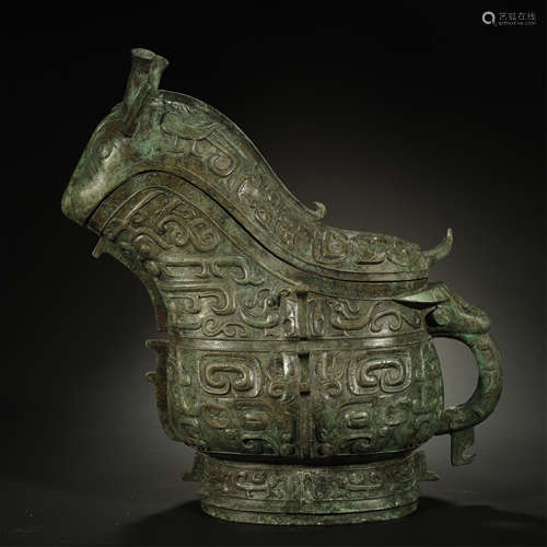 ANCIENT CHINESE,BRONZE RITUAL WINE VESSEL