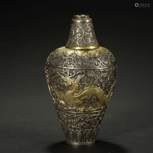 ANCIENT CHINESE PARCEL-GILT SILVER 