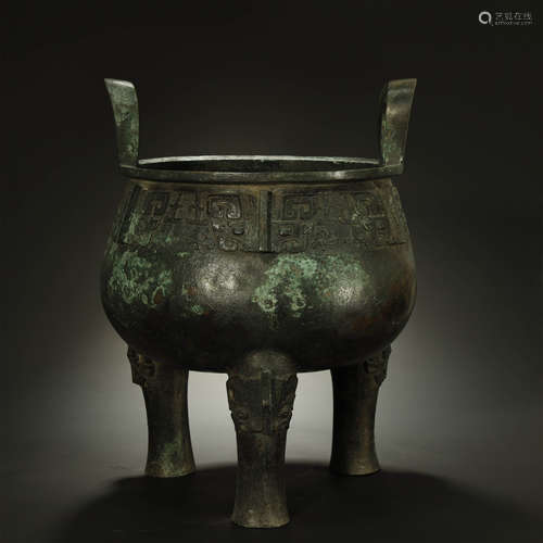 ANCIENT CHINESE,BRONZE RITUAL WINE VESSEL(DING)