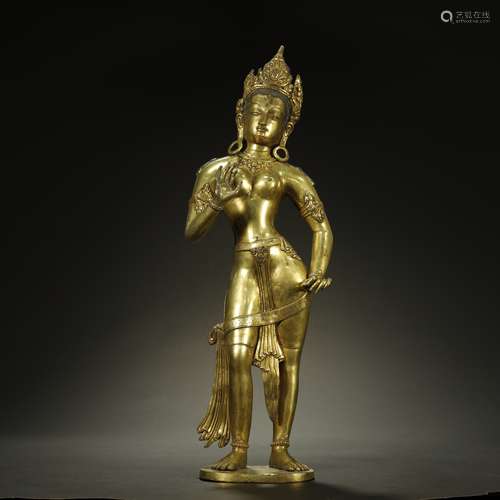 A CHINESE GILT-BRONZE BUDDHA STATUE