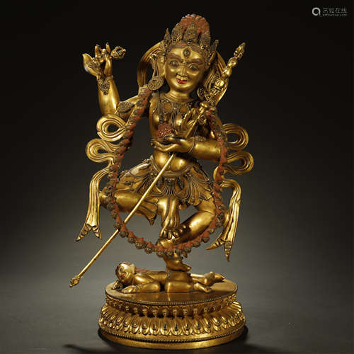 A TIBETAN GILT-BRONZE BUDDHA STATUE