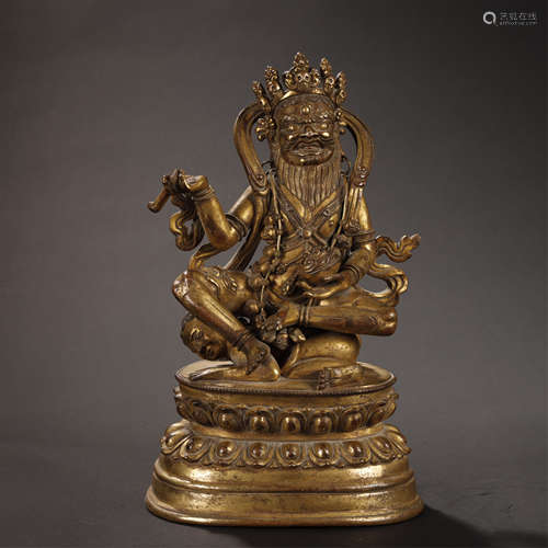 ANCIENT TIBETAN GILT-BRONZE BUDDHA STATUE