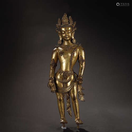 A CHINESE GILT-BRONZE BUDDHA STATUE