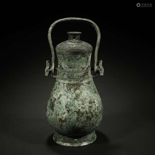 ANCIENT CHINESE,BRONZE RITUAL WINE VESSEL