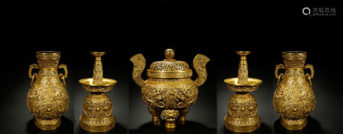 A SET OF GILT-BRONZE CENSER