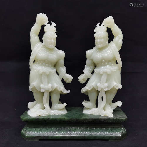 A PAIR OF CHINESE HETIAN JADE CARVED 