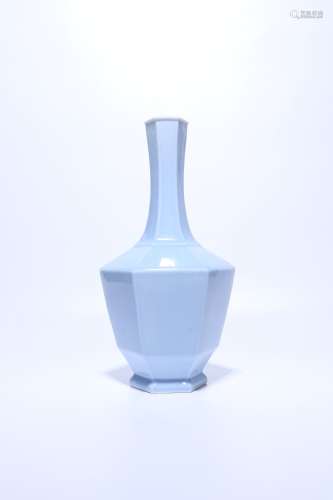 chinese azure glazed porcelain hexagonal vase