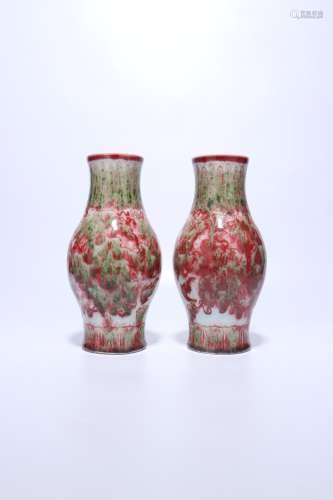 A pair of chinese dougang red grape bottles
