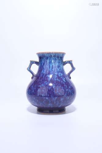chinese flambe glazed porcelain binaural pot