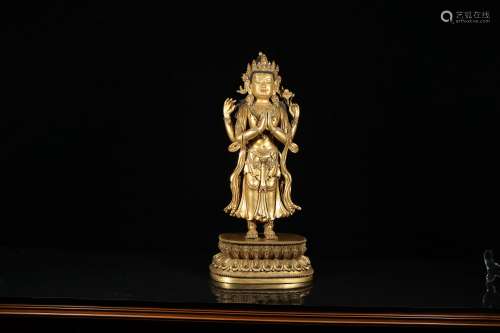 chinese gilt bronze Avalokitesvara statue