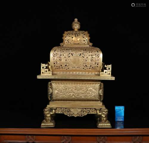 chinese gilt bronze incense burner