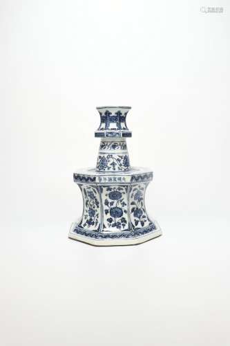chinese blue and white porcelain candlestick