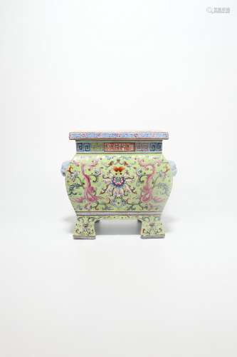 chinese famille rose porcelain square censer